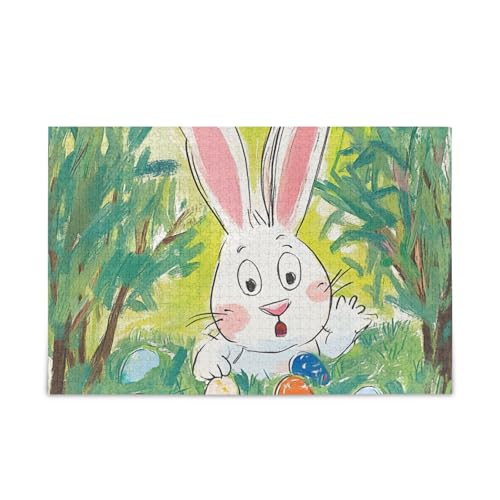 Ostern Niedliche Häschen Eier Büsche Bäume Puzzle Holz Puzzle Coole Spiele für Erwachsene 1000 Teile von KLL
