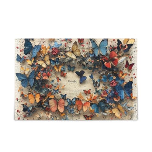 Schmetterlinge bunte Wildblumen, Puzzle, Holzpuzzle, lustige Gehirnspiele für Erwachsene, 1000 Teile von KLL