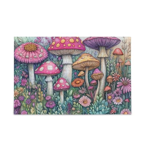 Skurrile Gartenszene, lebendige Blumen, Pilze, Puzzles, Holzpuzzles, coole Gehirnspiele für 1000 Teile Skurrile Gartenszene, lebendige Blumen, Pilze, Puzzles, Holzpuzzles, coole Gehirnspiele für 1000 Teile von KLL