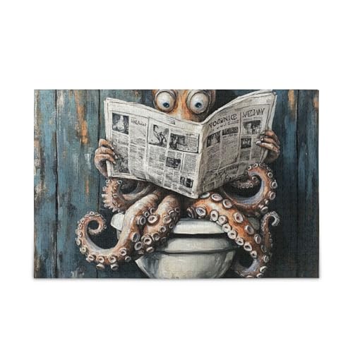 Sweet Big Animal Sea Vintage Toilette Lesen Zeitung Jigsaw Puzzle Holz Puzzle Harte Geschenke für Erwachsene 1000 Teile von KLL