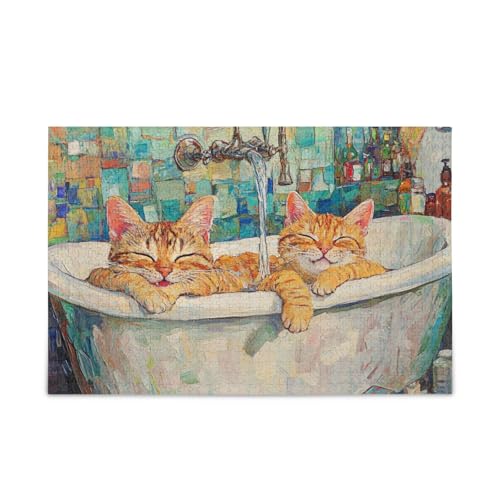 Sweet Ocicat Cats Retro Bathtub_2 Puzzles Wooden Puzzles Funny Brain Games for Aged 1000 Piecing von KLL
