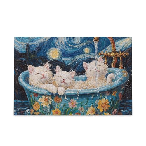 Sweet Selkirk Rex Cats Retro Badewanne Jigsaw Wooden Jigsaw Puzzles Lustige Geschenke für Erwachsene 1000 Teile Sweet Selkirk Rex Cats Retro Badewanne Jigsaw Wooden Jigsaw Puzzles Lustige Geschenke für Erwachsene 1000 Teile von KLL