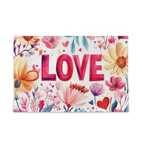 Valentines Day Flowers Golden Pink Love Jigsaw Puzzle Wooden Jigsaw Puzzles Difficult Games for Aged 1000 Pieces von KLL