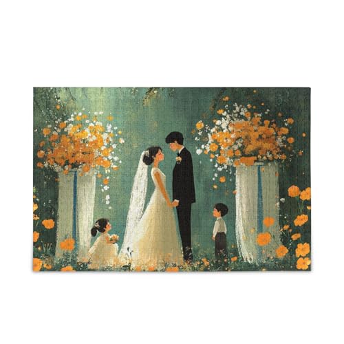 Wedding Garden Happy Bride Groom Puzzle Wooden Puzzles Hard Gifts for Adults 1000 Piece von KLL