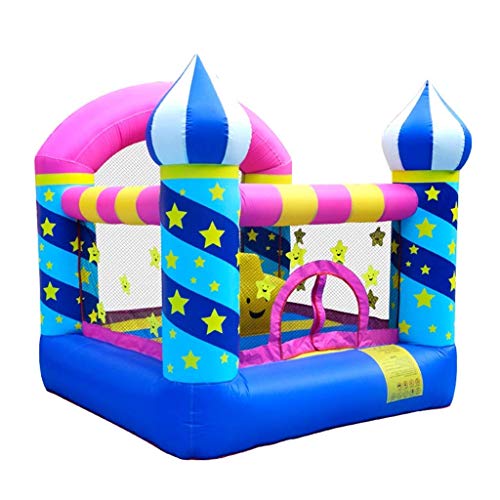 Aufblasbarer Hüpfer für Kinder, aufblasbarer Trampolinkorb mit Luftpumpe für Kinder im Alter von 3–12 Jahren, Schloss-Sterne-Design für Geburtstagsparty mit Luftgebläse von KLLJHB