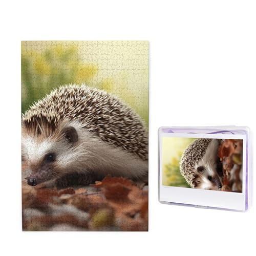 1000-teiliges Puzzle für Erwachsene, Holzpuzzle, Igel-Fotopuzzle, individuelles personalisiertes Bilderpuzzle für Erwachsene und Kinder, Familienspielabende, 50 x 49,5 cm Puzzle von KLOPH
