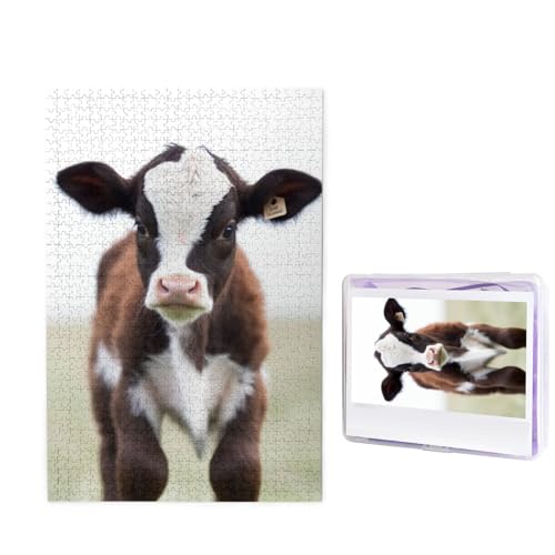 1000-teiliges Puzzle für Erwachsene, herausforderndes Holz-Puzzle, Baby-Kuh, Fotopuzzle, individuelles Bild, Puzzle für Erwachsene und Kinder, Familienspielabende, 50 x 49,5 cm Puzzle von KLOPH