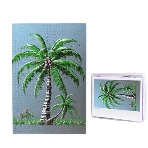 1000-teiliges Puzzle für Erwachsene, herausforderndes Holz-Puzzle, Kokosnussbaum-Fotopuzzle, individuelles personalisiertes Bild, Puzzle für Erwachsene und Kinder, Familienspielabende, 50 x 49,5 cm von KLOPH
