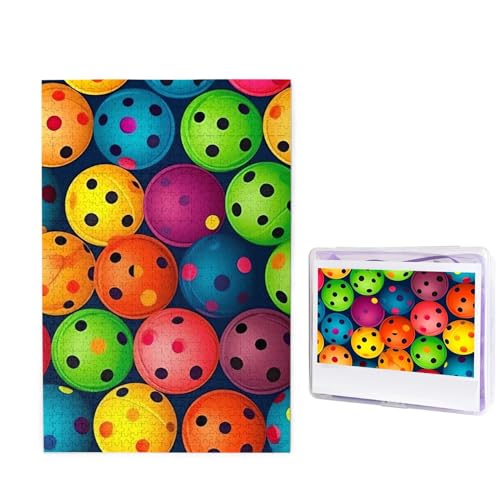 1000-teiliges Puzzle für Erwachsene, herausforderndes Holz-Puzzle, Pickleball-Bälle, Farbmuster, Fotopuzzle, individuelles Bild, Puzzle für Erwachsene und Kinder, Familienspielabende, 50 x 49,5 cm von KLOPH