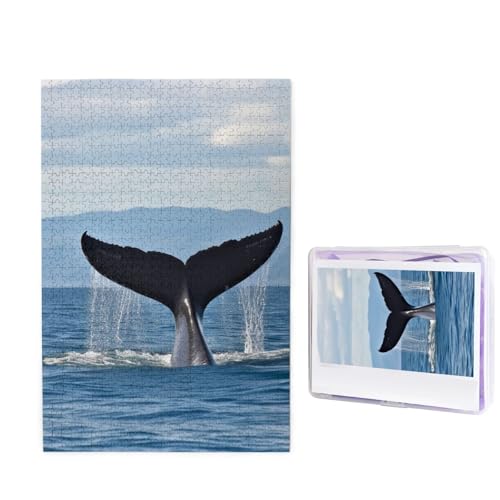 1000-teiliges Puzzle für Erwachsene, herausforderndes Holz-Puzzle, Walschwanz, Fotopuzzle, individuelles personalisiertes Bilderpuzzle für Erwachsene und Kinder, Familienspielabende, 50 x 49,5 cm von KLOPH
