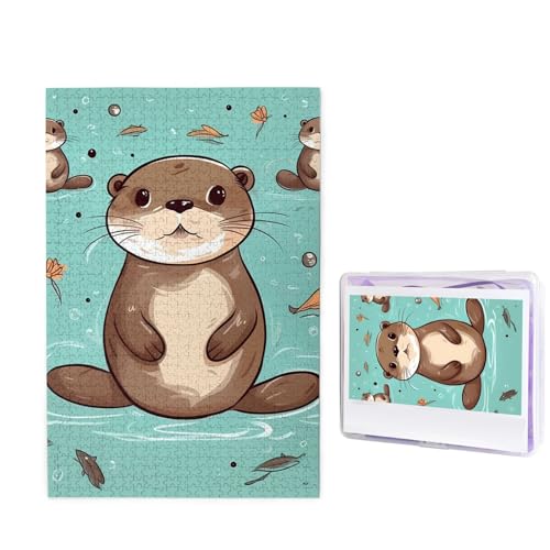 1000-teiliges Puzzle für Erwachsene, herausforderndes Holzpuzzle, Cartoon, niedlicher Otter-Fotopuzzle, individuelles Bilderpuzzle für Erwachsene und Kinder, Familienspielabende, 50 x 49,5 cm Puzzle von KLOPH