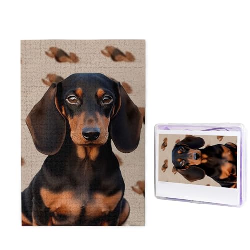 1000-teiliges Puzzle für Erwachsene, herausforderndes Holzpuzzle, Dackel, Hund, Fotopuzzle, individuelles Bilderpuzzle für Erwachsene und Kinder, Familienspielabende, 50 x 49,5 cm Puzzle 1000-teiliges Puzzle für Erwachsene, herausforderndes Holzpuzzle, Dackel, Hund, Fotopuzzle, individuelles Bilderpuzzle für Erwachsene und Kinder, Familienspielabende, 50 x 49,5 cm Puzzle von KLOPH