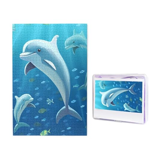 1000-teiliges Puzzle für Erwachsene, herausforderndes Holzpuzzle, Delfin-Fotopuzzle, individuelles personalisiertes Bilderpuzzle für Erwachsene und Kinder, Familienspielabende, 50 x 49,5 cm Puzzle 1000-teiliges Puzzle für Erwachsene, herausforderndes Holzpuzzle, Delfin-Fotopuzzle, individuelles personalisiertes Bilderpuzzle für Erwachsene und Kinder, Familienspielabende, 50 x 49,5 cm Puzzle von KLOPH