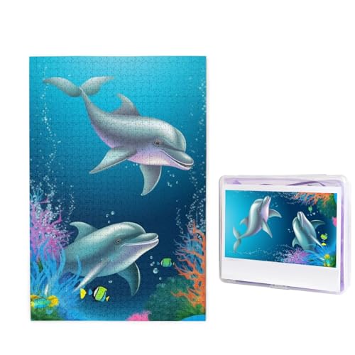 1000-teiliges Puzzle für Erwachsene, herausforderndes Holzpuzzle, Delfin und Fisch, Fotopuzzle, individuelles Bilderpuzzle für Erwachsene und Kinder, Familienspielabende, 50 x 49,5 cm Puzzle 1000-teiliges Puzzle für Erwachsene, herausforderndes Holzpuzzle, Delfin und Fisch, Fotopuzzle, individuelles Bilderpuzzle für Erwachsene und Kinder, Familienspielabende, 50 x 49,5 cm Puzzle von KLOPH