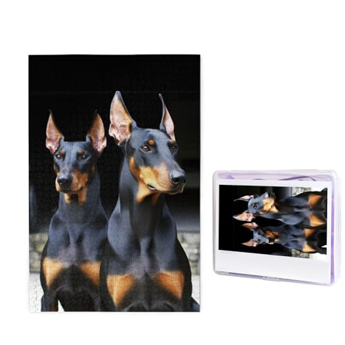 1000-teiliges Puzzle für Erwachsene, herausforderndes Holzpuzzle, Dobermann, Fotopuzzle, individuelles Bild, Puzzle für Erwachsene und Kinder, Familienspielabende, 50 x 49,5 cm Puzzle von KLOPH