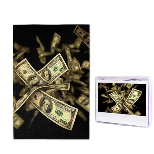1000-teiliges Puzzle für Erwachsene, herausforderndes Holzpuzzle, Dollarzeichen, Geld, Fotopuzzle, individuelles Bilderpuzzle für Erwachsene und Kinder, Familienspielabende, 50 x 49,5 cm Puzzle 1000-teiliges Puzzle für Erwachsene, herausforderndes Holzpuzzle, Dollarzeichen, Geld, Fotopuzzle, individuelles Bilderpuzzle für Erwachsene und Kinder, Familienspielabende, 50 x 49,5 cm Puzzle von KLOPH