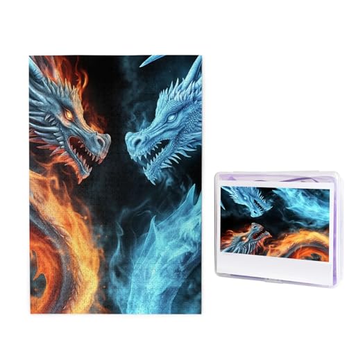 1000-teiliges Puzzle für Erwachsene, herausforderndes Holzpuzzle, Eis- und Feuerdrachen, Fotopuzzle, individuelles Bilderpuzzle für Erwachsene und Kinder, Familienspielabende, 50 x 49,5 cm Puzzle 1000-teiliges Puzzle für Erwachsene, herausforderndes Holzpuzzle, Eis- und Feuerdrachen, Fotopuzzle, individuelles Bilderpuzzle für Erwachsene und Kinder, Familienspielabende, 50 x 49,5 cm Puzzle von KLOPH