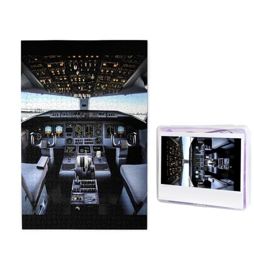 1000-teiliges Puzzle für Erwachsene, herausforderndes Holzpuzzle, Flugzeug-Cockpit, Fotopuzzle, individuelles Bilderpuzzle für Erwachsene und Kinder, Familienspielabende, 50 x 49,5 cm Puzzle von KLOPH