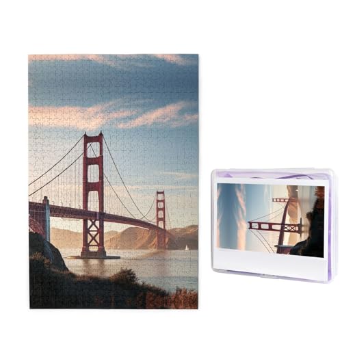 1000-teiliges Puzzle für Erwachsene, herausforderndes Holzpuzzle, Golden Gate Bridge, Fotopuzzle, individuelles Bilderpuzzle für Erwachsene und Kinder, Familienspielabende, 50 x 49,5 cm Puzzle von KLOPH