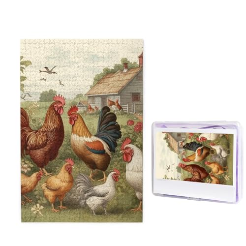 1000-teiliges Puzzle für Erwachsene, herausforderndes Holzpuzzle, Hühner und Bauernhof, Fotopuzzle, individuelles Bilderpuzzle für Erwachsene und Kinder, Familienspielabende, 50 x 49,5 cm Puzzle 1000-teiliges Puzzle für Erwachsene, herausforderndes Holzpuzzle, Hühner und Bauernhof, Fotopuzzle, individuelles Bilderpuzzle für Erwachsene und Kinder, Familienspielabende, 50 x 49,5 cm Puzzle von KLOPH