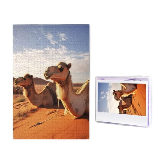 1000-teiliges Puzzle für Erwachsene, herausforderndes Holzpuzzle, Kamelruhe, Wüste, Fotopuzzle für Erwachsene und Kinder, Familienspielabende, 50 x 49,5 cm Puzzle 1000-teiliges Puzzle für Erwachsene, herausforderndes Holzpuzzle, Kamelruhe, Wüste, Fotopuzzle für Erwachsene und Kinder, Familienspielabende, 50 x 49,5 cm Puzzle von KLOPH