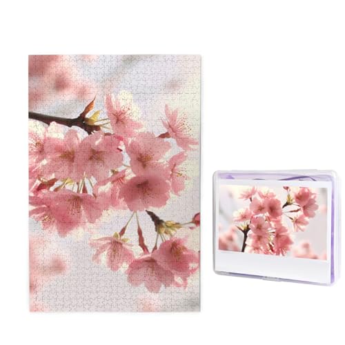 1000-teiliges Puzzle für Erwachsene, herausforderndes Holzpuzzle, Kirschblüte, Fotopuzzle, individuelles personalisiertes Bilderpuzzle für Erwachsene und Kinder, Familienspielabende, 50 x 49,5 cm von KLOPH