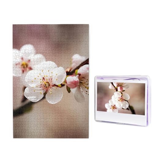 1000-teiliges Puzzle für Erwachsene, herausforderndes Holzpuzzle, Kirschblüte, Fotopuzzle, individuelles personalisiertes Bilderpuzzle für Erwachsene und Kinder, Familienspielabende, 50 x 49,5 cm von KLOPH