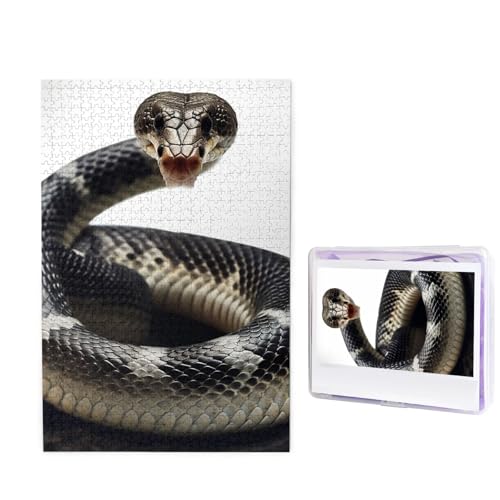1000-teiliges Puzzle für Erwachsene, herausforderndes Holzpuzzle, Kobra-Schlangen-Fotopuzzle, individuelles Bilderpuzzle für Erwachsene und Kinder, Familienspielabende, 50 x 49,5 cm Puzzle 1000-teiliges Puzzle für Erwachsene, herausforderndes Holzpuzzle, Kobra-Schlangen-Fotopuzzle, individuelles Bilderpuzzle für Erwachsene und Kinder, Familienspielabende, 50 x 49,5 cm Puzzle von KLOPH