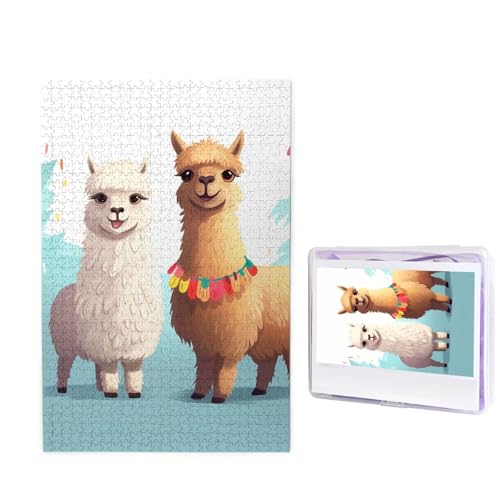 1000-teiliges Puzzle für Erwachsene, herausforderndes Holzpuzzle, Llama, Alpaka, Fotopuzzle, individuelles Bilderpuzzle für Erwachsene und Kinder, Familienspielabende, 50 x 49,5 cm Puzzle von KLOPH