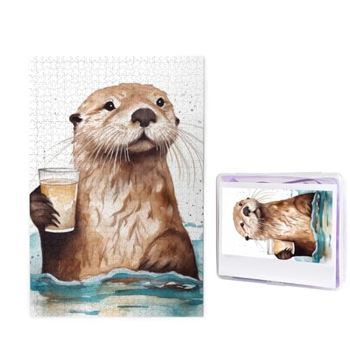 1000-teiliges Puzzle für Erwachsene, herausforderndes Holzpuzzle, Meeresotter, Fotopuzzle, individuelles Bilderpuzzle für Erwachsene und Kinder, Familienspielabende, 50 x 49,5 cm Puzzle von KLOPH