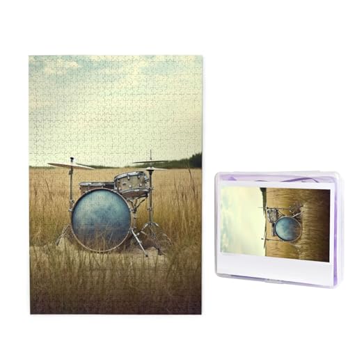 1000-teiliges Puzzle für Erwachsene, herausforderndes Holzpuzzle, Musiktrommel im Feld, Fotopuzzle, individuelles personalisiertes Bilderpuzzle für Erwachsene und Kinder, Familienspielabende, 50 x von KLOPH