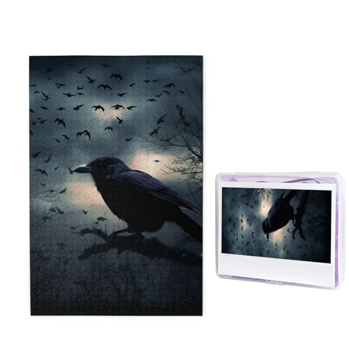 1000-teiliges Puzzle für Erwachsene, herausforderndes Holzpuzzle, Nachtkrähe, Fotopuzzle, individuelles Bilderpuzzle für Erwachsene und Kinder, Familienspielabende, 50 x 49,5 cm Puzzle 1000-teiliges Puzzle für Erwachsene, herausforderndes Holzpuzzle, Nachtkrähe, Fotopuzzle, individuelles Bilderpuzzle für Erwachsene und Kinder, Familienspielabende, 50 x 49,5 cm Puzzle von KLOPH