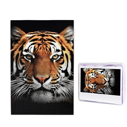 1000-teiliges Puzzle für Erwachsene, herausforderndes Holzpuzzle, Tigergesicht, Fotopuzzle, individuelles Bild, Puzzle für Erwachsene und Kinder, Familienspielabende, 50 x 49,5 cm Puzzle von KLOPH