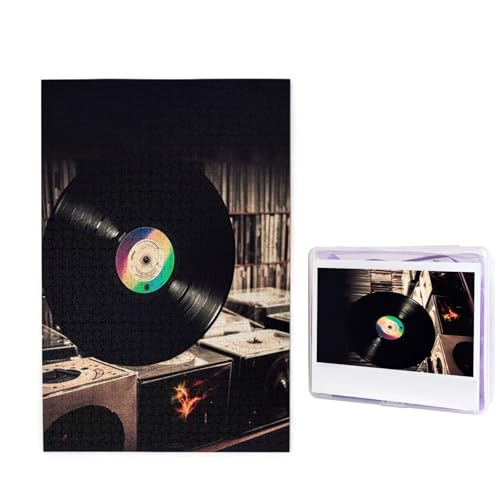 1000-teiliges Puzzle für Erwachsene, herausforderndes Holzpuzzle, Vinyl-Schallplatten, Fotopuzzle, individuelles Bild, Puzzle für Erwachsene und Kinder, Familienspielabende, 50 x 49,5 cm Puzzle von KLOPH