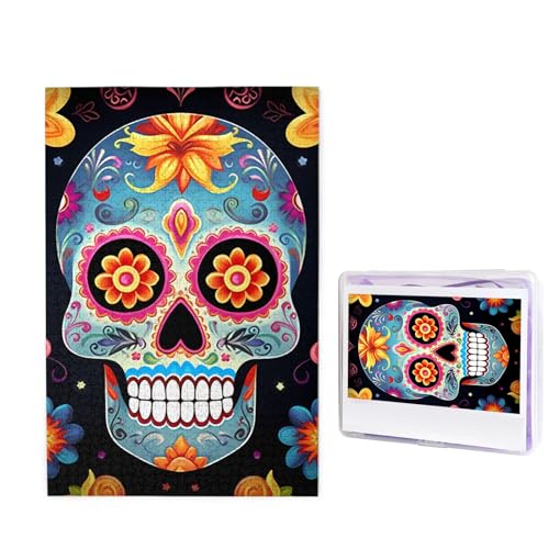1000-teiliges Puzzle für Erwachsene, herausforderndes Holzpuzzle, Zuckerschädel, Fotopuzzle, individuelles Bilderpuzzle für Erwachsene und Kinder, Familienspielabende, 50 x 49,5 cm Puzzle von KLOPH