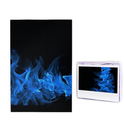 1000-teiliges Puzzle für Erwachsene, herausforderndes Holzpuzzle, blaue Flamme, Fotopuzzle, individuelles Bild, Puzzle für Erwachsene und Kinder, Familienspielabende, 50 x 49,5 cm Puzzle von KLOPH