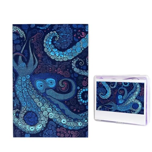 1000-teiliges Puzzle für Erwachsene, herausforderndes Holzpuzzle, blauer Oktopus, Fotopuzzle, individuelles Bilderpuzzle für Erwachsene und Kinder, Familienspielabende, 50 x 49,5 cm Puzzle von KLOPH