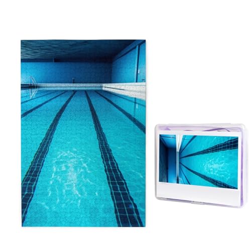 1000-teiliges Puzzle für Erwachsene, herausforderndes Holzpuzzle, blaues Schwimmbad-Fotopuzzle, individuelles Bild, Puzzle für Erwachsene und Kinder, Familienspielabende, 50 x 49,5 cm Puzzle von KLOPH