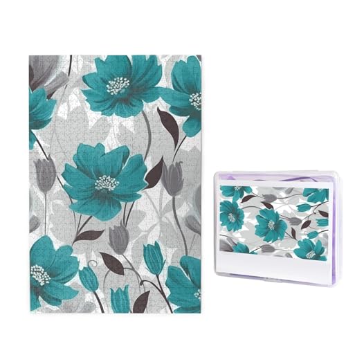 1000-teiliges Puzzle für Erwachsene, herausforderndes Holzpuzzle, blaugrün, grau und weiß, Blumenfotopuzzle, individuelles Bilderpuzzle für Erwachsene und Kinder, Familienspielabende, 50 x 49,5 cm 1000-teiliges Puzzle für Erwachsene, herausforderndes Holzpuzzle, blaugrün, grau und weiß, Blumenfotopuzzle, individuelles Bilderpuzzle für Erwachsene und Kinder, Familienspielabende, 50 x 49,5 cm von KLOPH