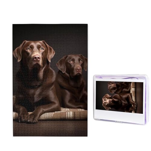 1000-teiliges Puzzle für Erwachsene, herausforderndes Holzpuzzle, brauner Labrador Retriever, Fotopuzzle, individuelles Bilderpuzzle für Erwachsene und Kinder, Familienspielabende, 50 x 49,5 cm Puzzle von KLOPH