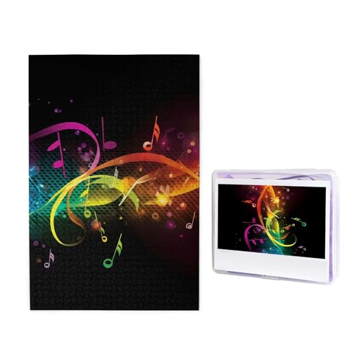 1000-teiliges Puzzle für Erwachsene, herausforderndes Holzpuzzle, bunte Musiknoten, Fotopuzzle, individuelles Bild, Puzzle für Erwachsene und Kinder, Familienspielabende, 50 x 49,5 cm Puzzle von KLOPH