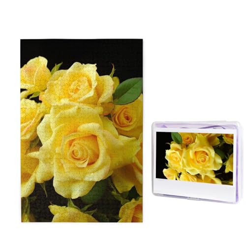 1000-teiliges Puzzle für Erwachsene, herausforderndes Holzpuzzle, gelbe Rose, Fotopuzzle, individuelles Bild, Puzzle für Erwachsene und Kinder, Familienspielabende, 50 x 49,5 cm Puzzle von KLOPH