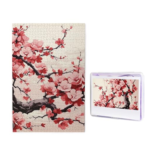 1000-teiliges Puzzle für Erwachsene, herausforderndes Holzpuzzle, japanisches Blumenmuster, Kirschblüte, Fotopuzzle, individuelles Bilderpuzzle für Erwachsene und Kinder, Familienspielabende, 50 x von KLOPH