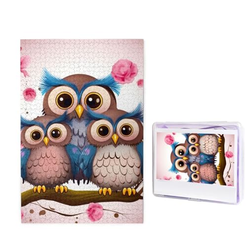 1000-teiliges Puzzle für Erwachsene, herausforderndes Holzpuzzle, niedliche Eulen, Fotopuzzle, individuelles Bilderpuzzle für Erwachsene und Kinder, Familienspielabende, 50 x 49,5 cm Puzzle von KLOPH
