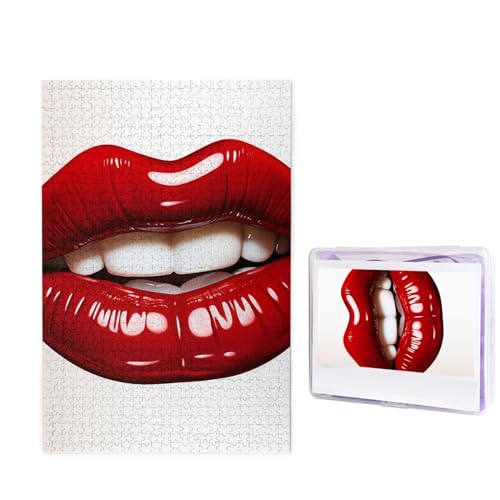 1000-teiliges Puzzle für Erwachsene, herausforderndes Holzpuzzle, niedliche grafische rote Lippen, Fotopuzzle, individuelles Bilderpuzzle für Erwachsene und Kinder, Familienspielabende, 50 x 49,5 cm 1000-teiliges Puzzle für Erwachsene, herausforderndes Holzpuzzle, niedliche grafische rote Lippen, Fotopuzzle, individuelles Bilderpuzzle für Erwachsene und Kinder, Familienspielabende, 50 x 49,5 cm von KLOPH