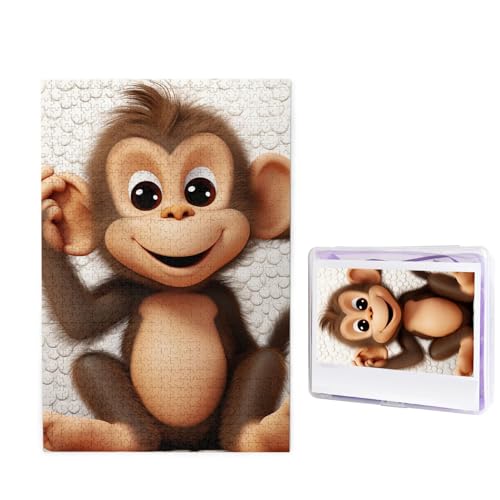 1000-teiliges Puzzle für Erwachsene, herausforderndes Holzpuzzle, niedlicher Affe, Fotopuzzle für Erwachsene und Kinder, Familienspielabende, 50 x 49,5 cm Puzzle von KLOPH