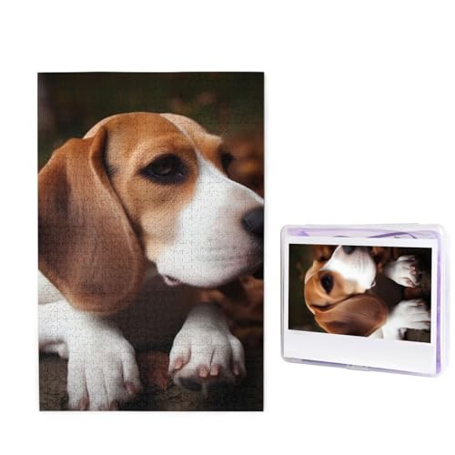 1000-teiliges Puzzle für Erwachsene, herausforderndes Holzpuzzle, niedlicher Beagle-Fotopuzzle, individuelles Bilderpuzzle für Erwachsene und Kinder, Familienspielabende, 50 x 49,5 cm Puzzle von KLOPH