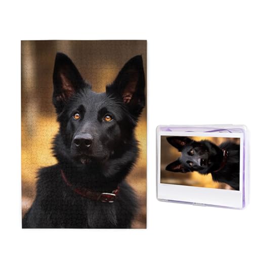 1000-teiliges Puzzle für Erwachsene, herausforderndes Holzpuzzle, schwarzer Schäferhund, Fotopuzzle für Erwachsene und Kinder, Familienspielabende, 50 x 49,5 cm Puzzle 1000-teiliges Puzzle für Erwachsene, herausforderndes Holzpuzzle, schwarzer Schäferhund, Fotopuzzle für Erwachsene und Kinder, Familienspielabende, 50 x 49,5 cm Puzzle von KLOPH