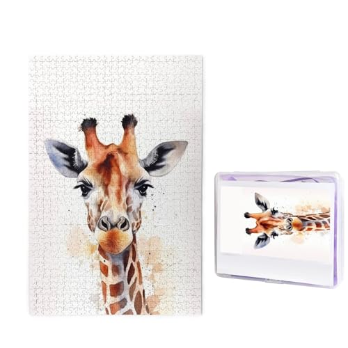 1000-teiliges Puzzle für Erwachsene, herausforderndes Holzpuzzle, stilvolles Tier-Aquarell-Giraffen-Fotopuzzle für Erwachsene und Kinder, Familienspielabende, 50 x 49,5 cm Puzzle 1000-teiliges Puzzle für Erwachsene, herausforderndes Holzpuzzle, stilvolles Tier-Aquarell-Giraffen-Fotopuzzle für Erwachsene und Kinder, Familienspielabende, 50 x 49,5 cm Puzzle von KLOPH