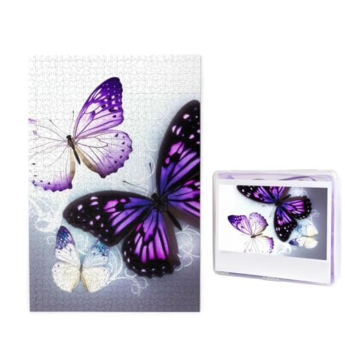 1000-teiliges Puzzle für Erwachsene, herausforderndes Holzpuzzle, weiß-violette Schmetterlinge, Fotopuzzle, individuelles Bilderpuzzle für Erwachsene und Kinder, Familienspielabende, 50 x 49,5 cm 1000-teiliges Puzzle für Erwachsene, herausforderndes Holzpuzzle, weiß-violette Schmetterlinge, Fotopuzzle, individuelles Bilderpuzzle für Erwachsene und Kinder, Familienspielabende, 50 x 49,5 cm von KLOPH
